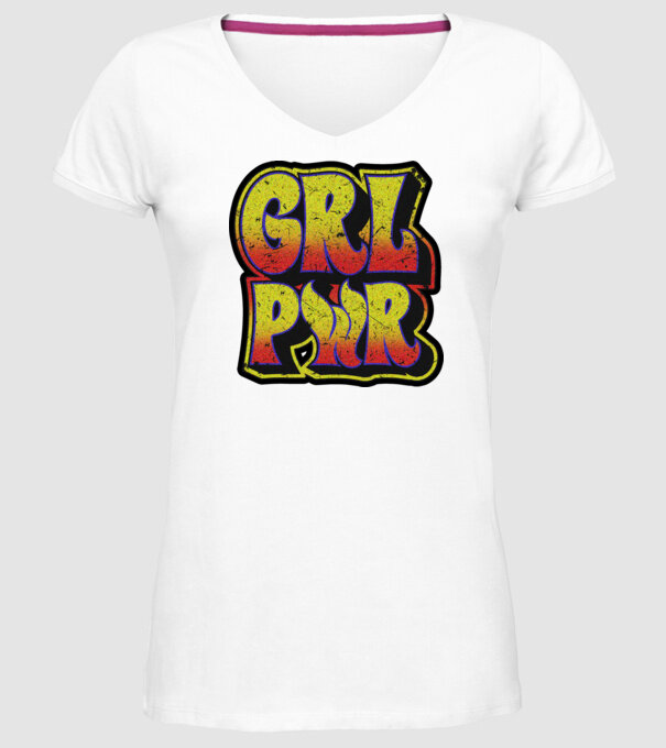 Girl power model alb pe tricou