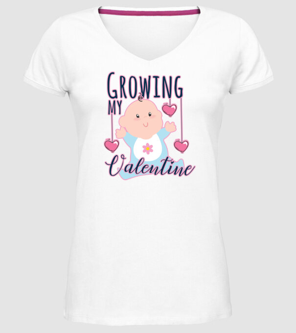 Growing my Valentine model alb pe tricou