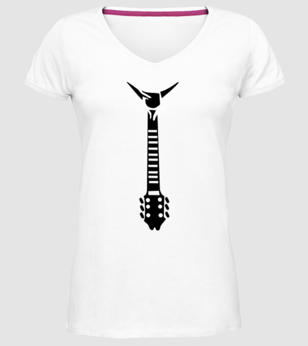 Guitar Tie model alb pe tricou