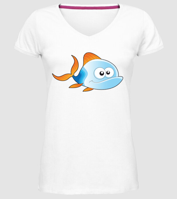 Fish model alb pe tricou