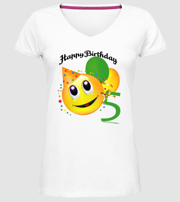 happy birthday 5th model alb pe tricou
