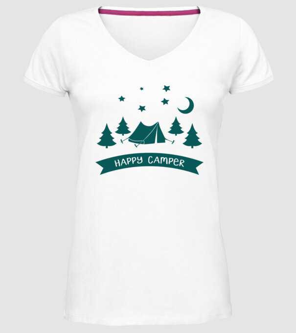 Happy camper tent model alb pe tricou