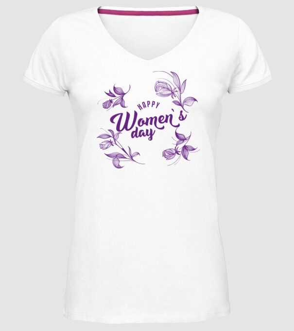 'Happy women''s day' model alb pe tricou