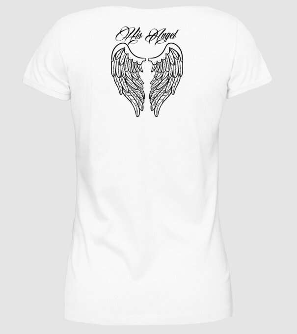 His Angel model alb pe tricou