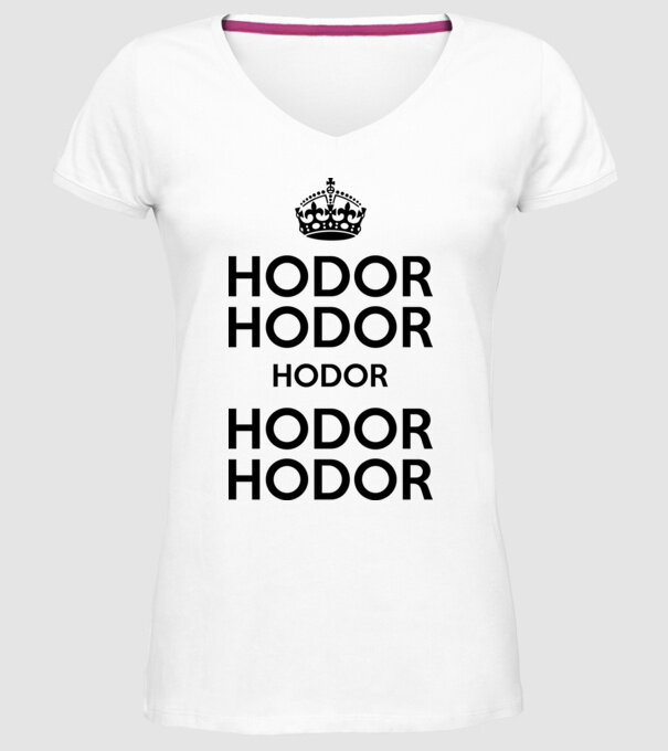 Hodor model alb pe tricou