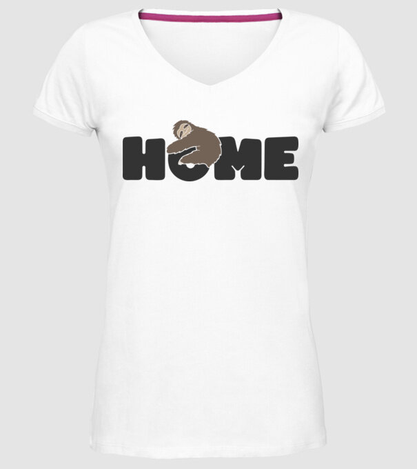 Home Sloth model alb pe tricou
