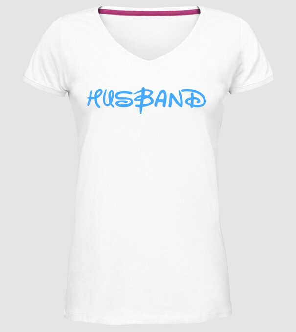 Husband model alb pe tricou