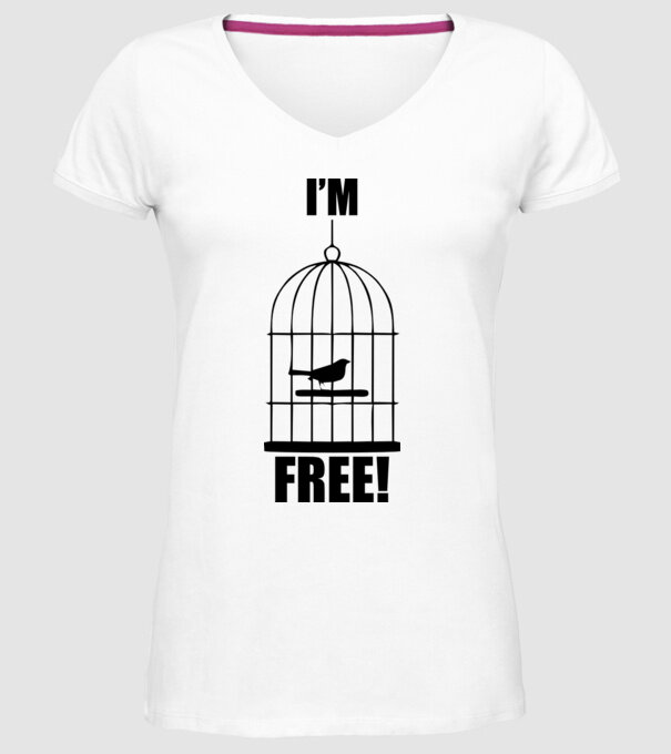 'I''m free' model alb pe tricou