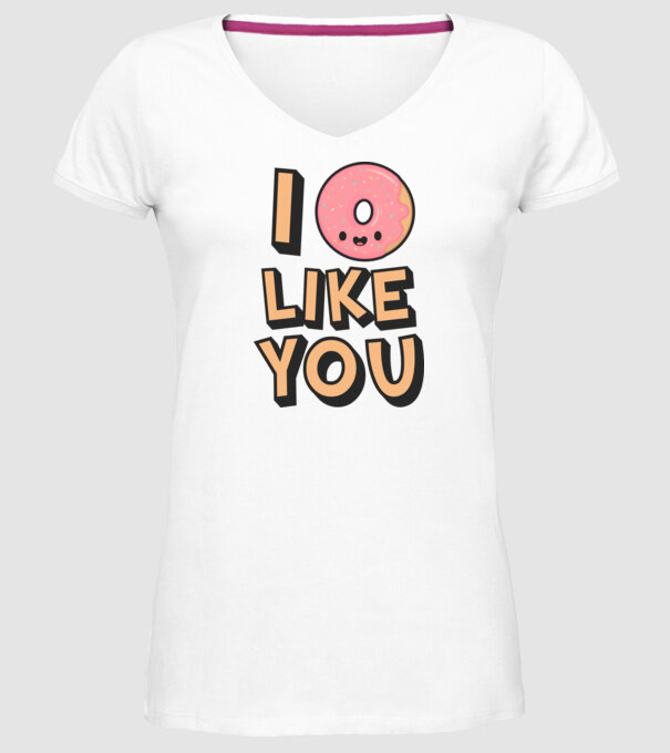 I donut like you model alb pe tricou
