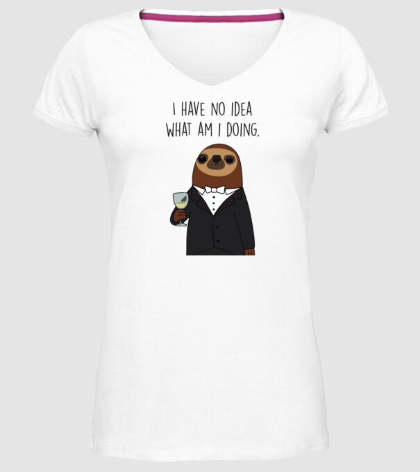 I have no idea sloth model alb pe tricou