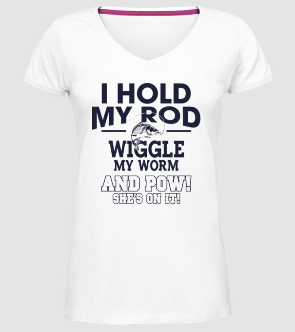 I hold my rod model alb pe tricou