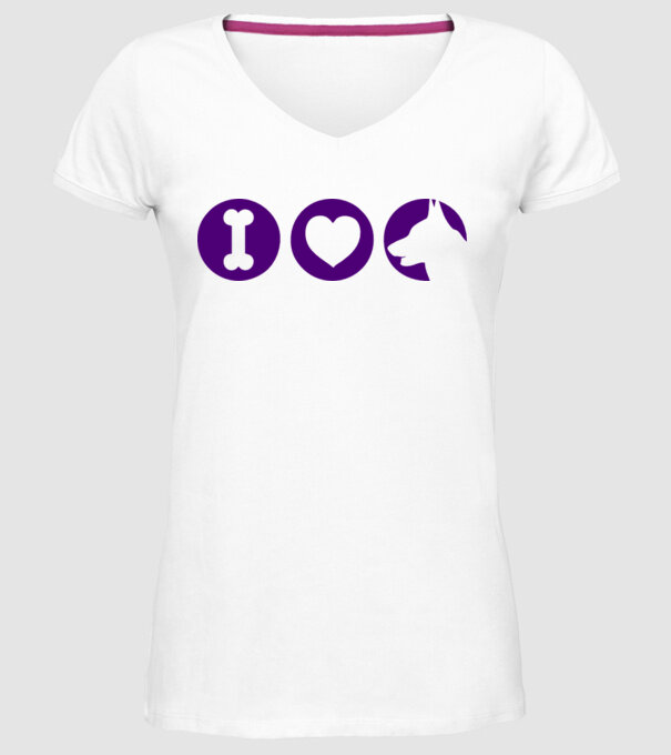 I Love model alb pe tricou