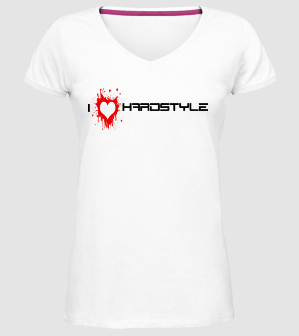 i love hardstyle model alb pe tricou