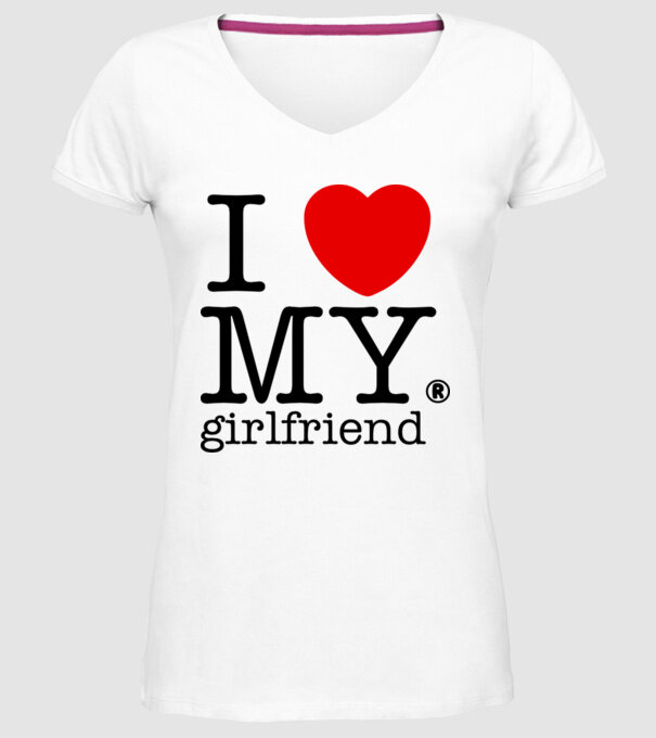 I love my Girlfriend model alb pe tricou