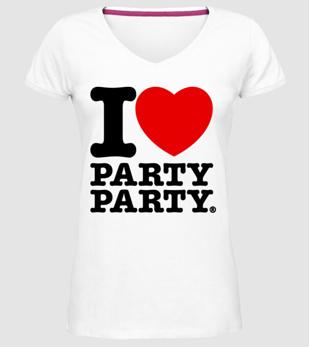 I love party party model alb pe tricou