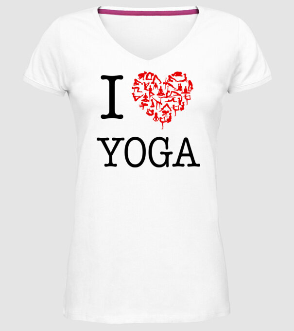 I LOVE YOGA model alb pe tricou