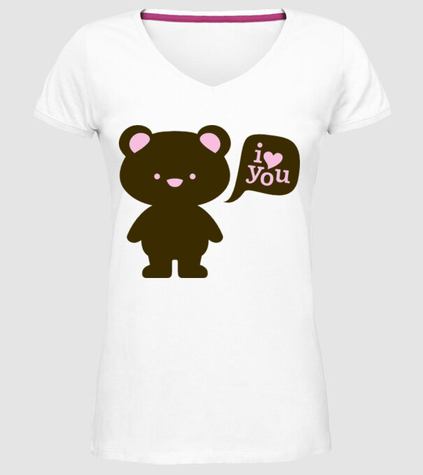 I Love You Bear model alb pe tricou