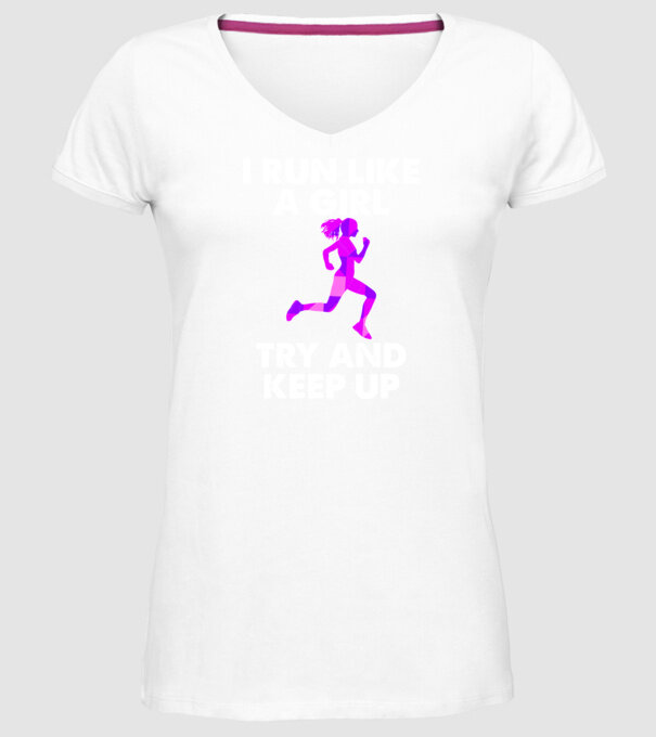 I run like a girl model alb pe tricou