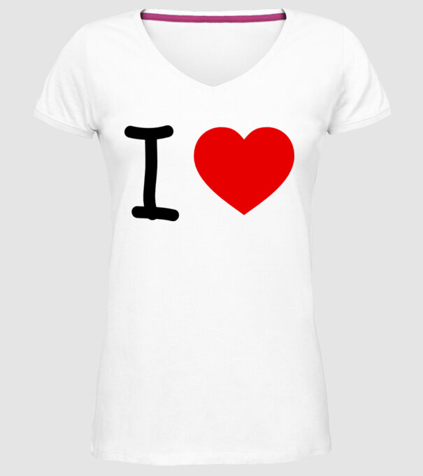 ilove model alb pe tricou
