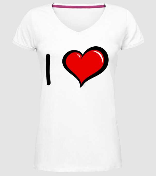 ilove model alb pe tricou