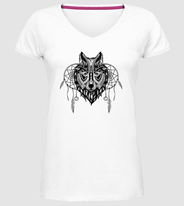 lup indian model alb pe tricou