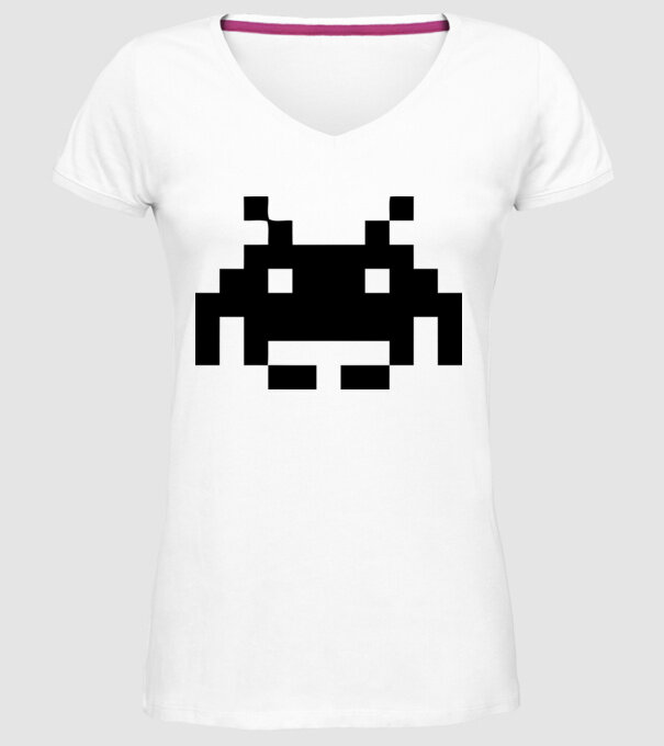 Invaders retro model alb pe tricou