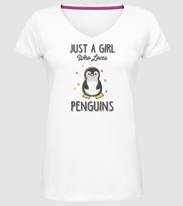 Just a girl who loves Penguins model alb pe tricou
