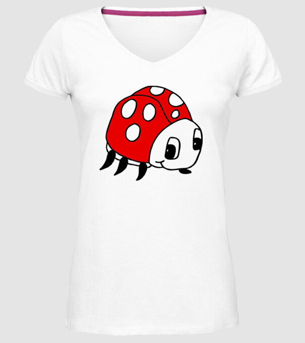 Buburuză model alb pe tricou