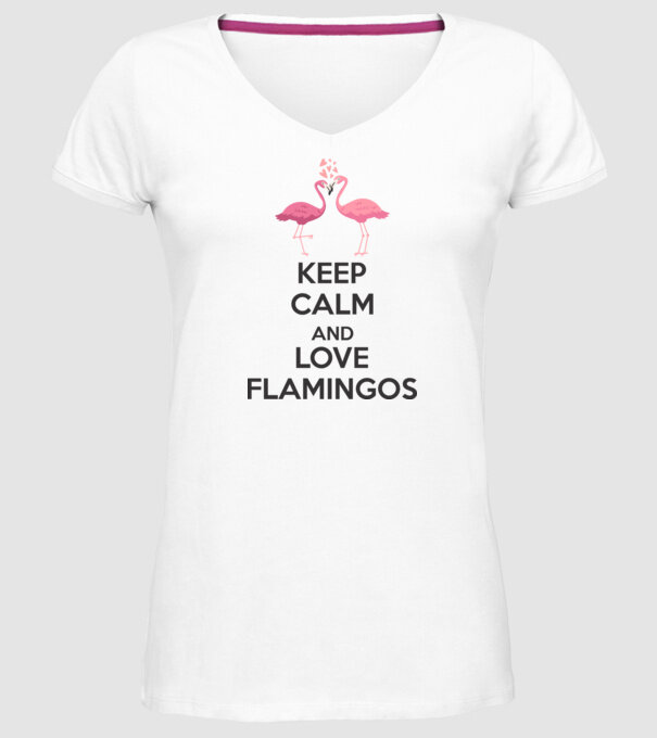 KEEP CALM and love flamingos dark model alb pe tricou