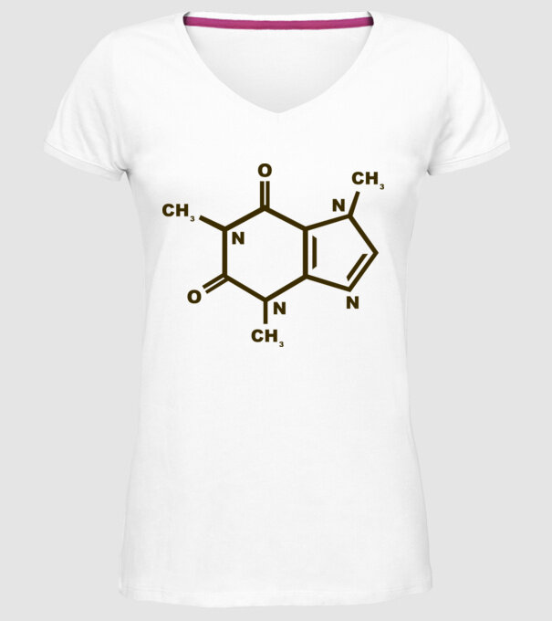 Coffeine model alb pe tricou