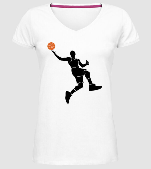 Baschet model alb pe tricou