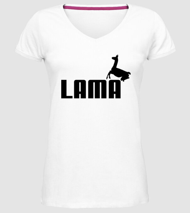 Lama puma model alb pe tricou