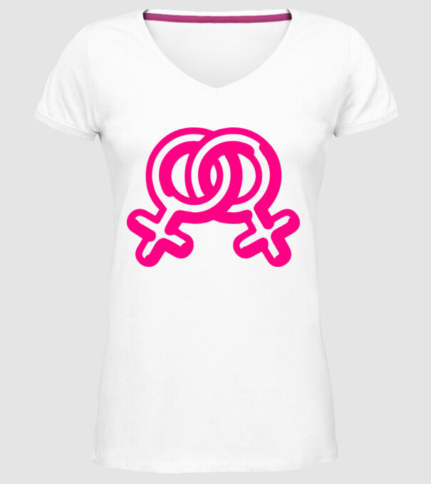 Lesbiene model alb pe tricou