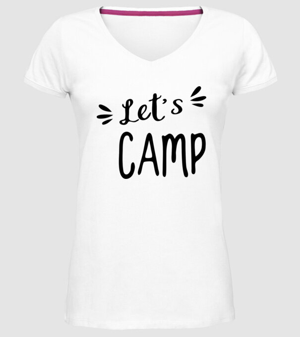 'Let''s camp' model alb pe tricou