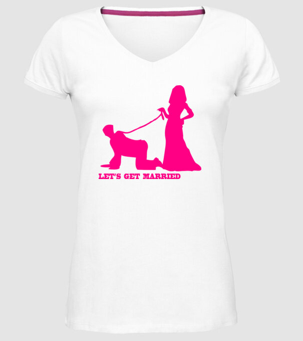 lets get married model alb pe tricou
