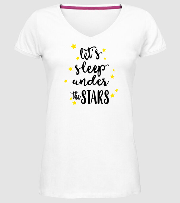 Lets sleep under the stars model alb pe tricou