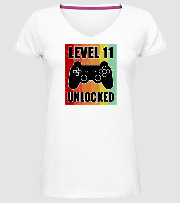 level 11 unlocked retro gamer model alb pe tricou