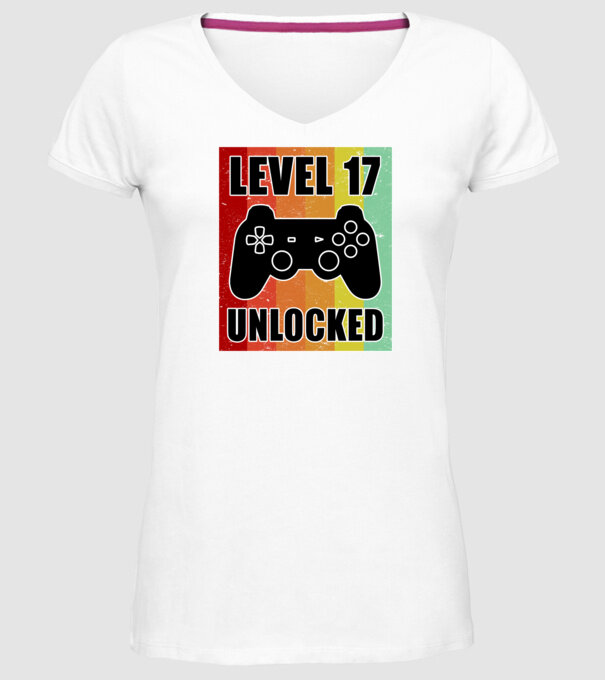 level 17 unlocked retro gamer model alb pe tricou