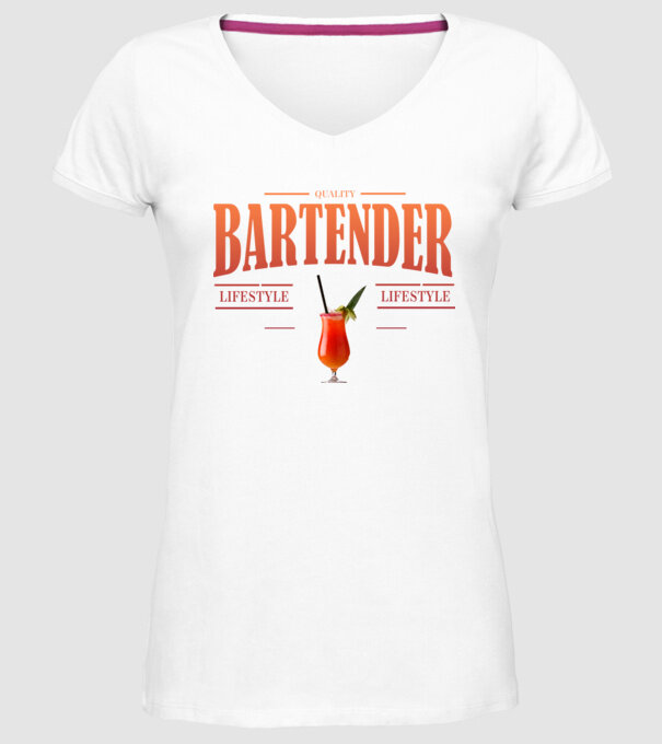 Lifestyle Bartender model alb pe tricou