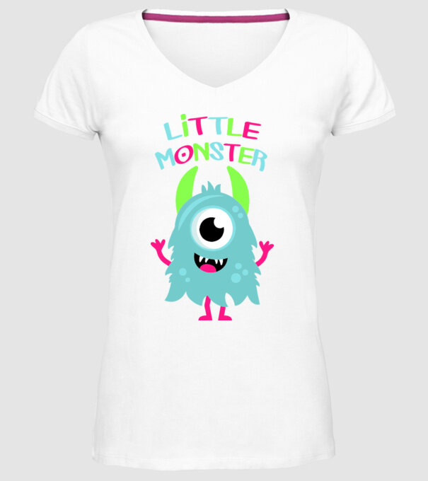 Little monster model alb pe tricou