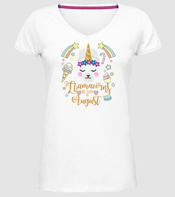 Llamacorns are born in August model alb pe tricou