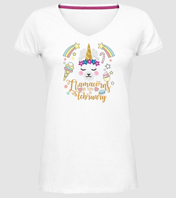 Llamacorns are born in February model alb pe tricou