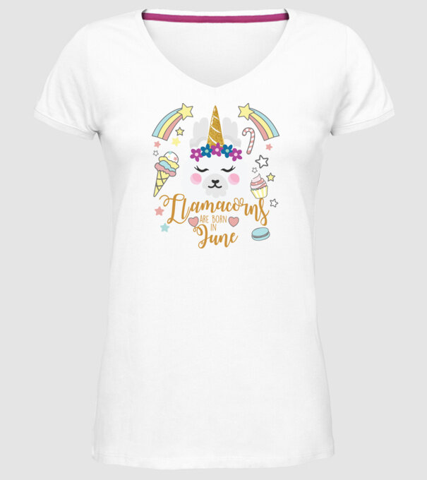 Llamacorns are born in June model alb pe tricou