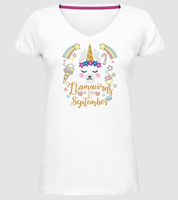 Llamacorns are born in September model alb pe tricou