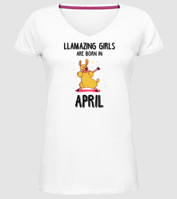 llamazing girls are born in april black model alb pe tricou