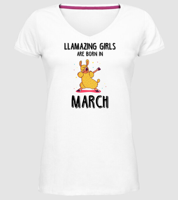 llamazing girls are born in march black model alb pe tricou