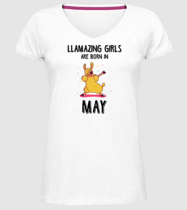 Llamazing girls are born in may black model alb pe tricou