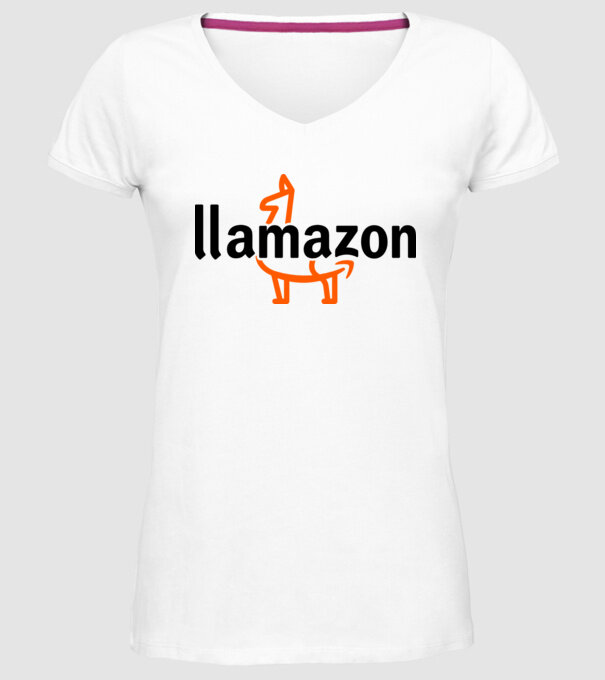 Llamazon model alb pe tricou