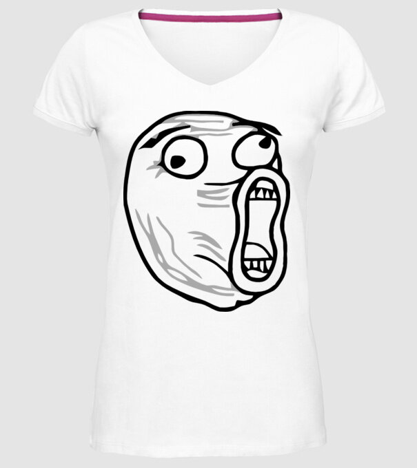 LOL Face model alb pe tricou