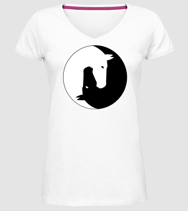 Lovas ying-yang model alb pe tricou